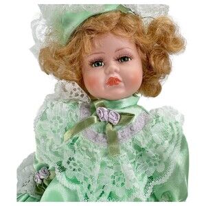 Century Collection Porcelain Doll 16” Simone Green Rare w/Box